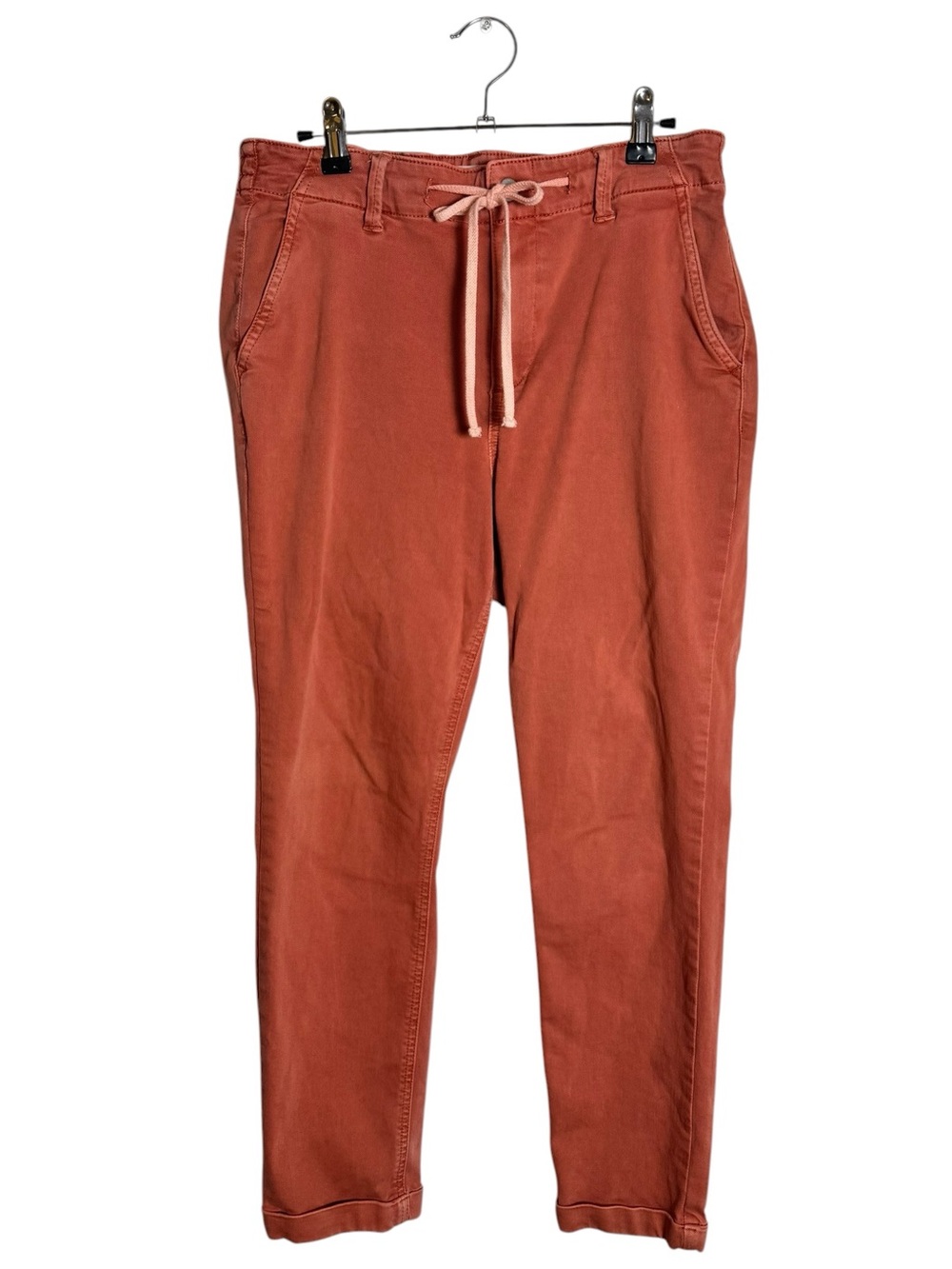 PAIGE Christy Drawstring Pants Cuffed Hem Chino Jogger Muted Clay Pink
